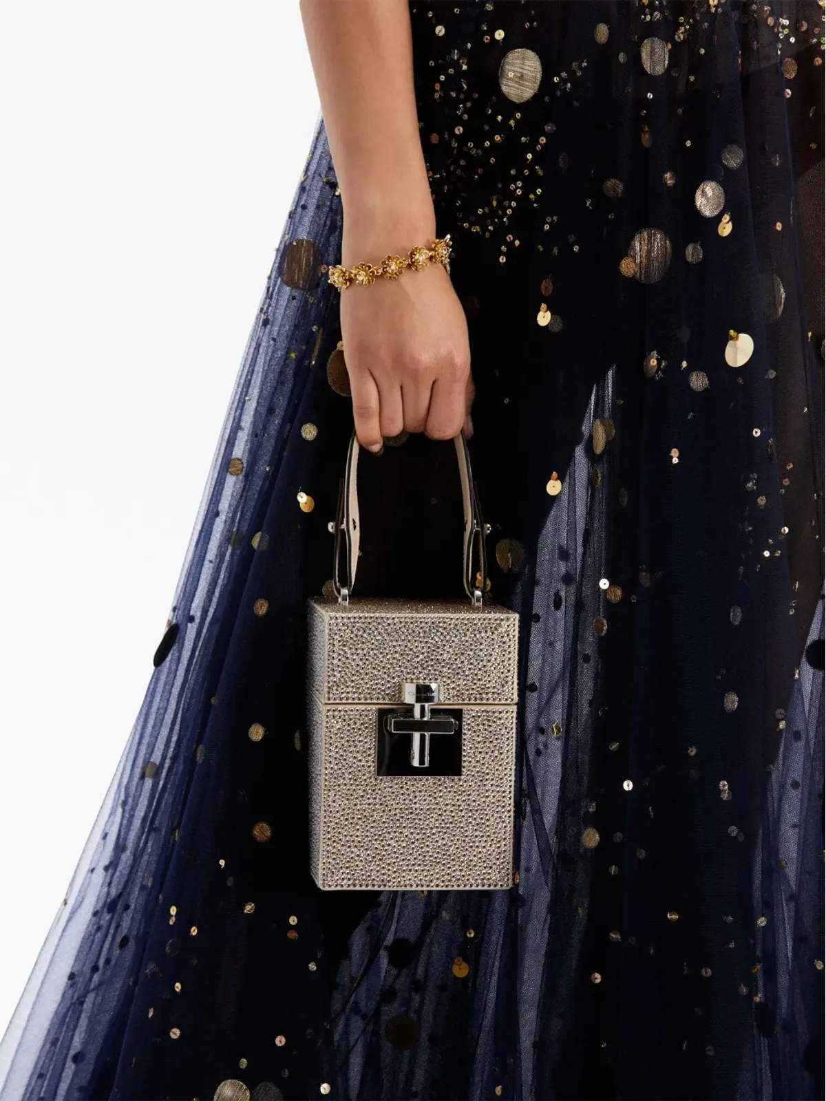 Oscar de la Renta クリスタルパヴェ アリビ キューブ バッグ - 画像2