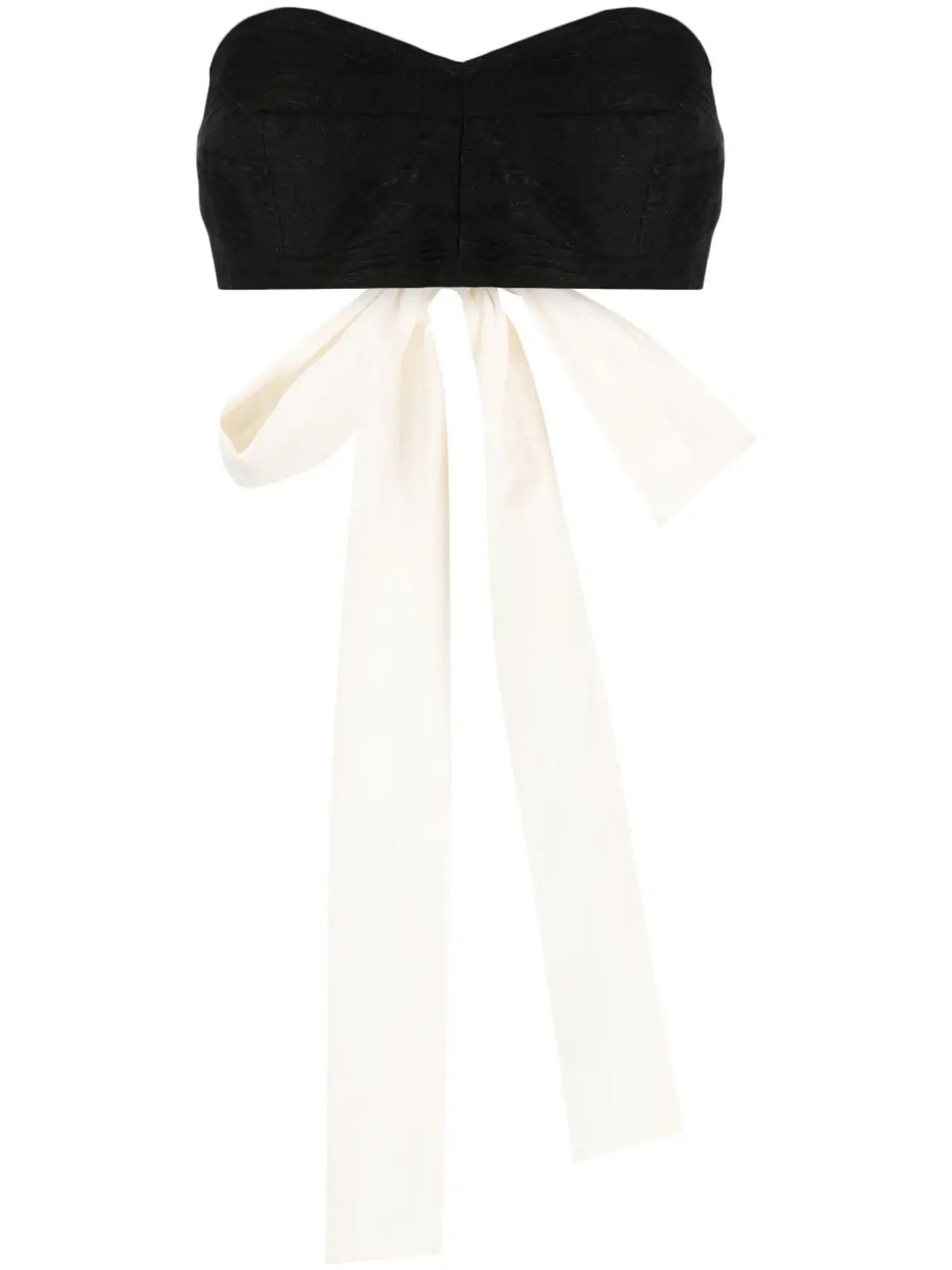 Uma Wang bow-fastening cropped top - Black - 画像1