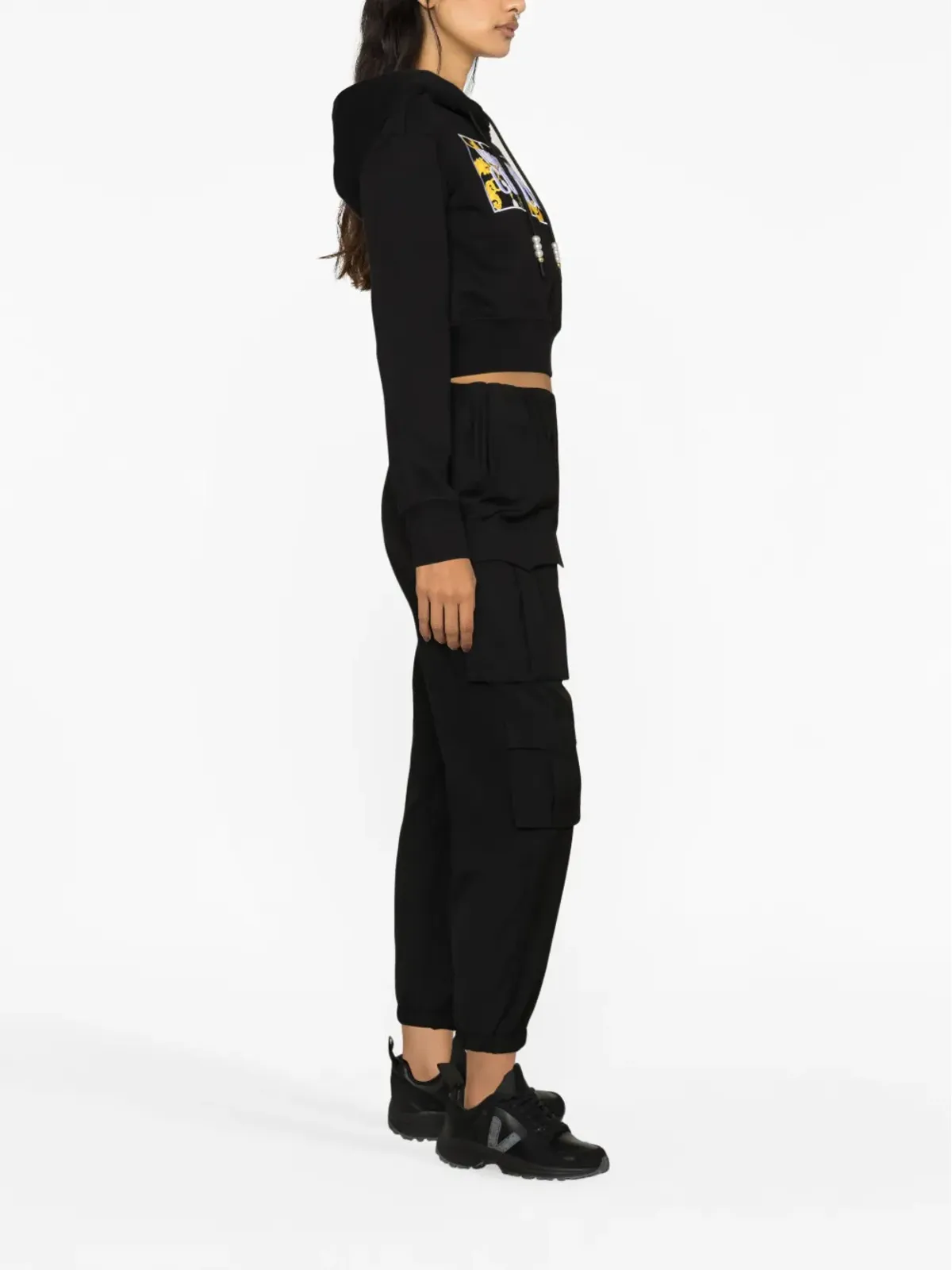 Versace Jeans Couture ロゴパッチ付きクロップドフーディ - 画像3