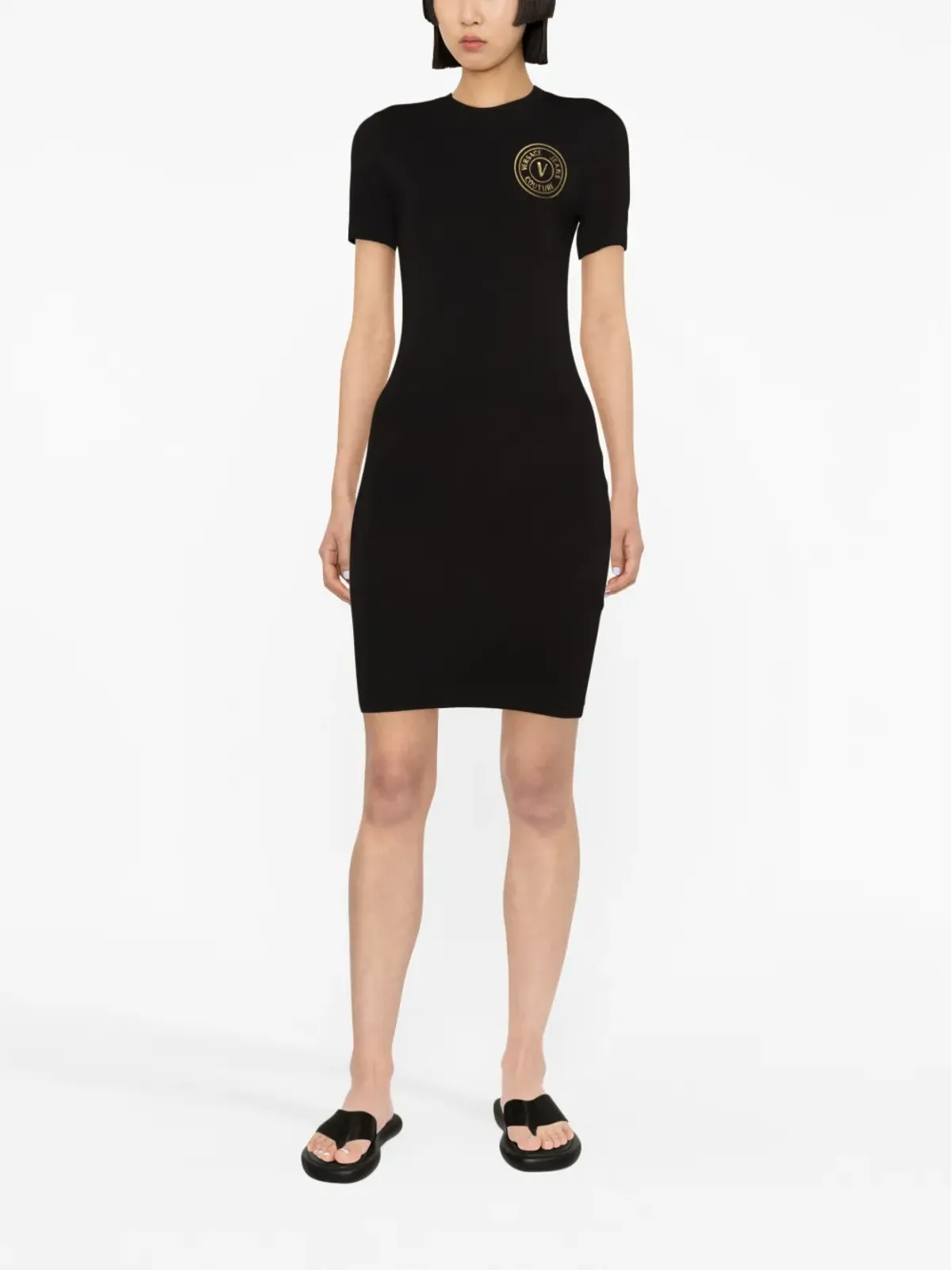Versace Jeans Couture V-EmblemプリントTシャツドレス - ブラック - 画像2