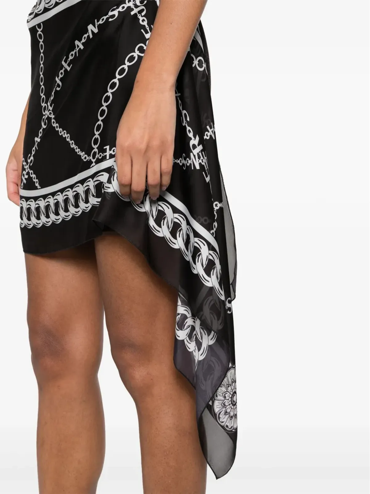 Versace Jeans Couture チェーンリンク柄スカーフディテールミニドレス - ブラック - 画像5