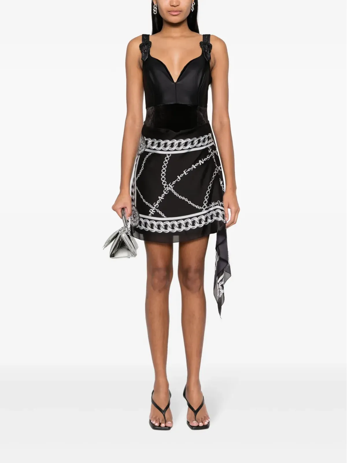 Versace Jeans Couture チェーンリンク柄スカーフディテールミニドレス - ブラック - 画像2