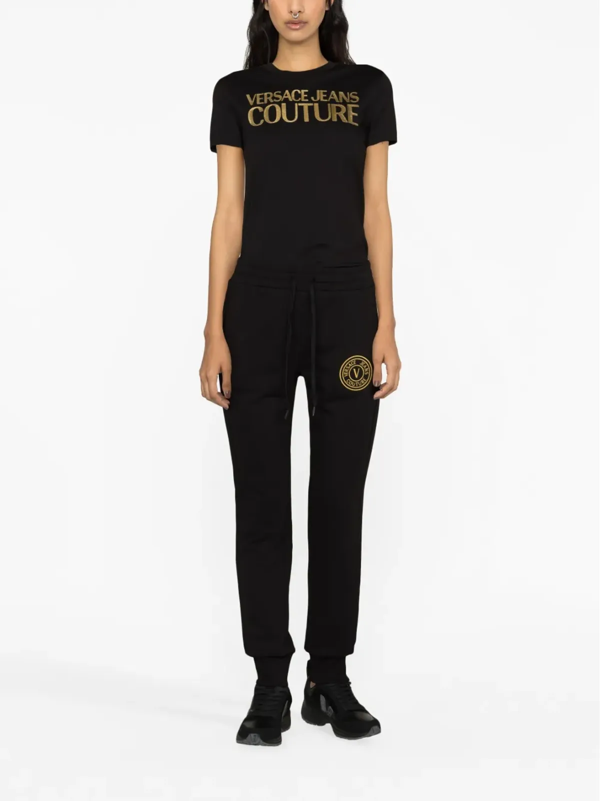 Versace Jeans Couture ロゴプリント半袖Tシャツ ブラック - 画像2