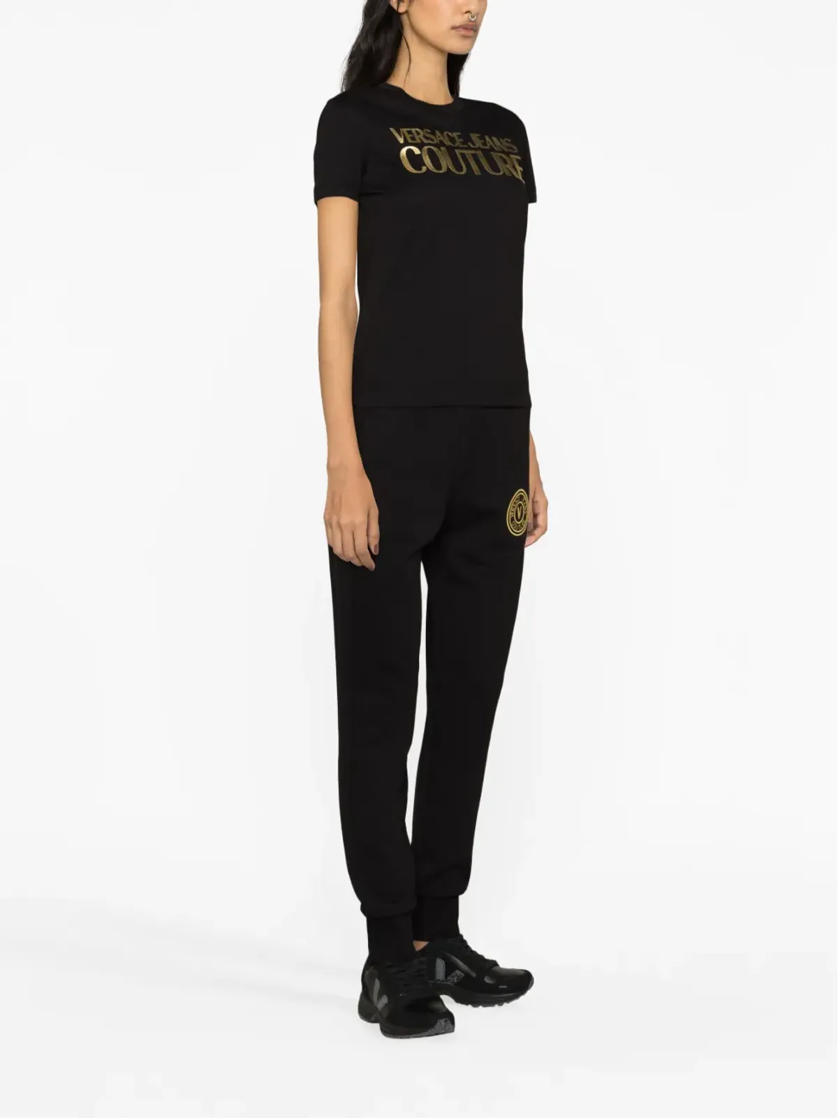 Versace Jeans Couture ロゴプリント半袖Tシャツ ブラック - 画像3
