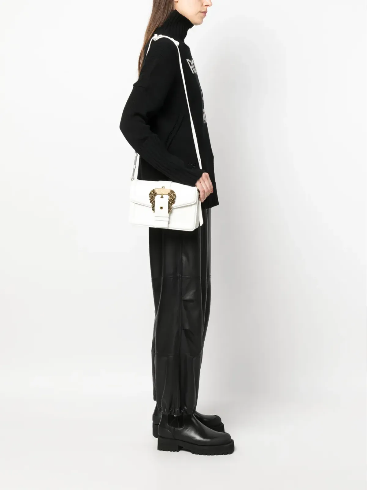 Versace Jeans Couture バロックバックルサッチェルバッグ（ホワイト） - 画像2