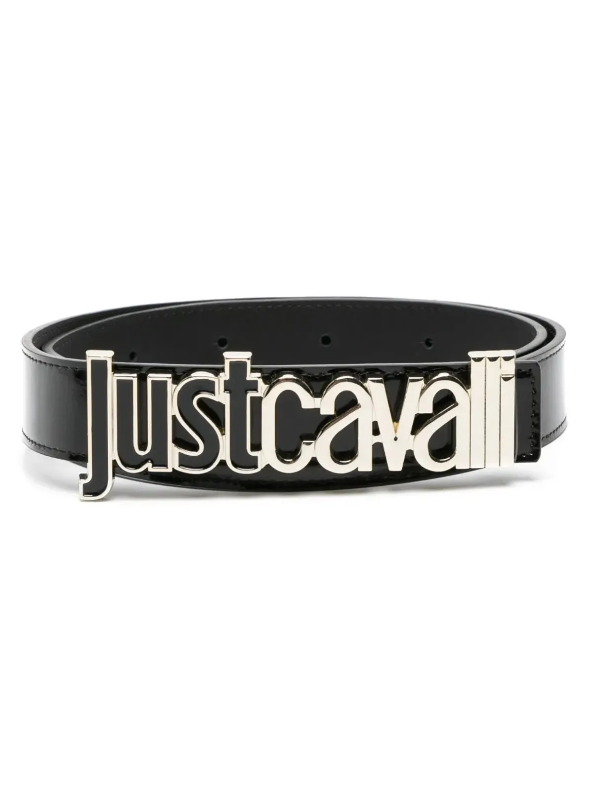 Just Cavalli ロゴ文字入りレザーベルト - 画像1