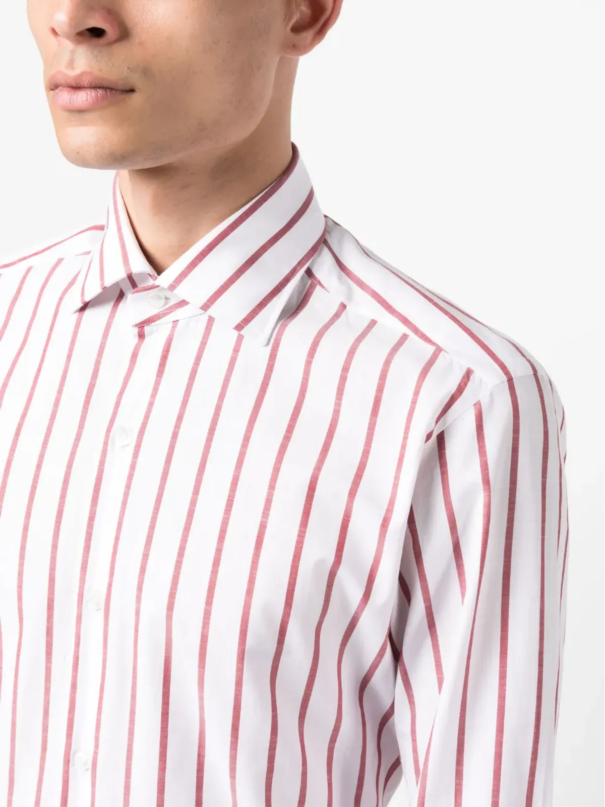 Barba ストライププリント コットンシャツ - 画像5