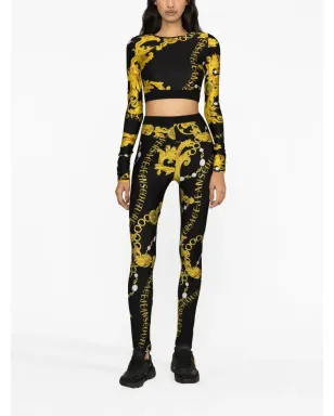 Versace Jeans Couture Logo Couture-print crop top - Black - サムネイル2