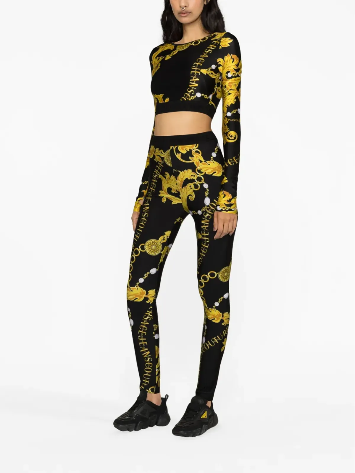 Versace Jeans Couture Logo Couture-print crop top - Black - 画像3