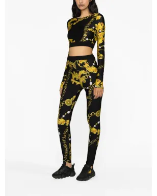 Versace Jeans Couture Logo Couture-print crop top - Black - サムネイル3