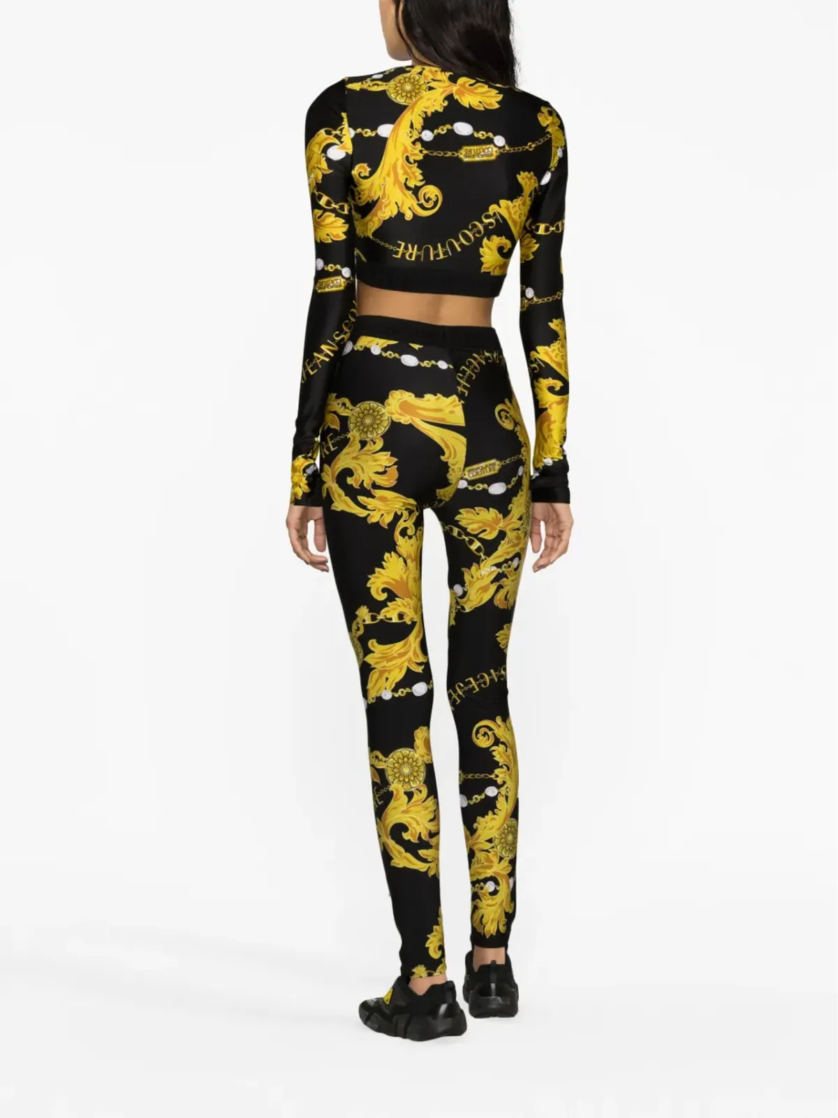 Versace Jeans Couture Logo Couture-print crop top - Black - 画像4