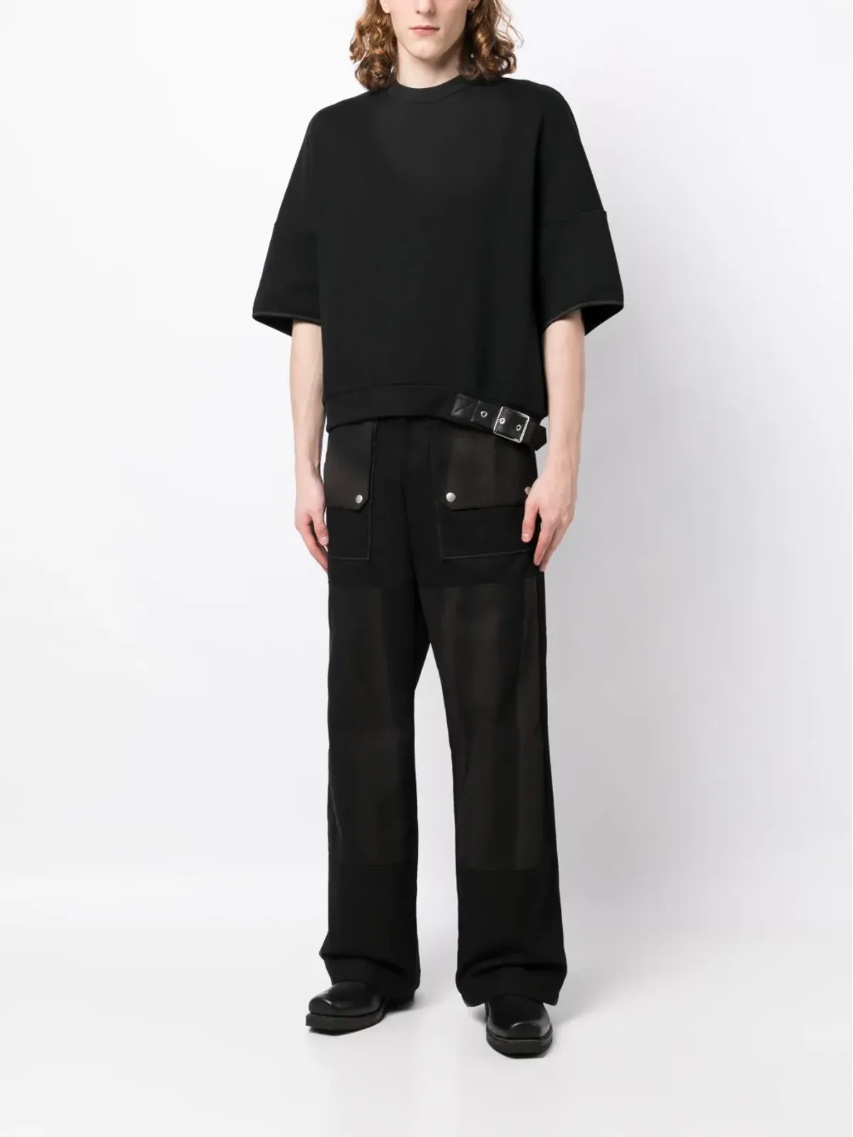 Random Identities バックルディテール付きコットンTシャツ - 画像2