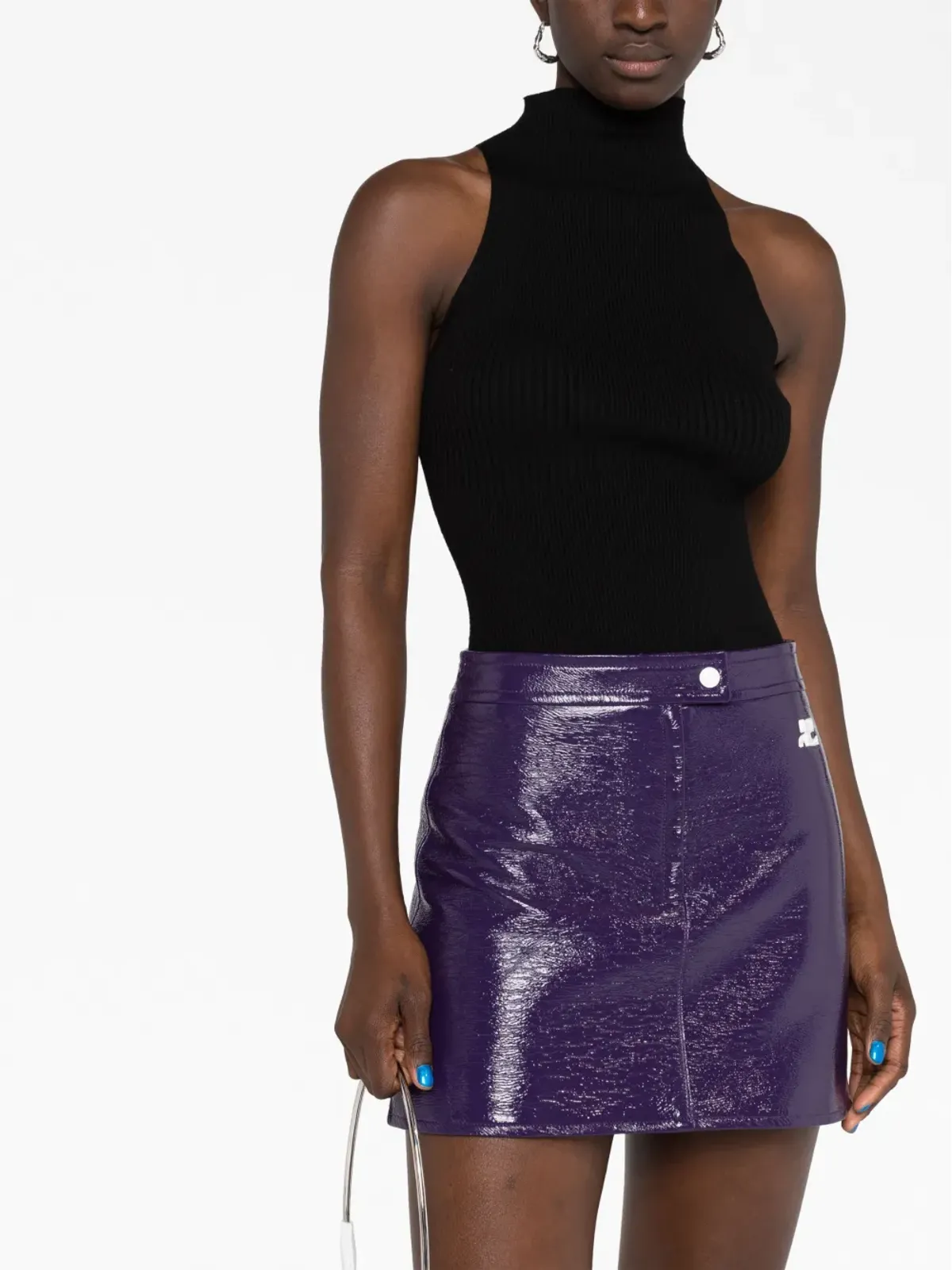 Courrèges リエディション ヴィニール ミニスカート（パープル） - 画像5