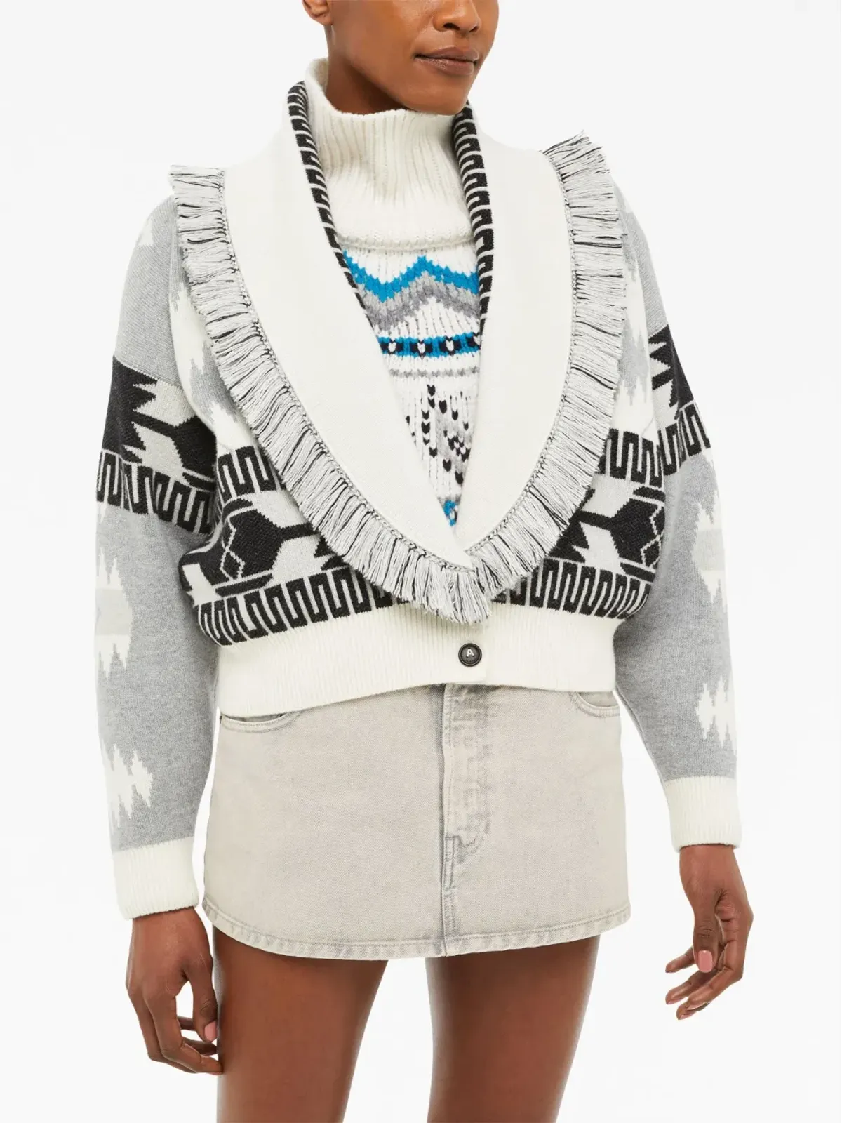 Alanui Icon jacquard cardigan bomber - White - 画像5