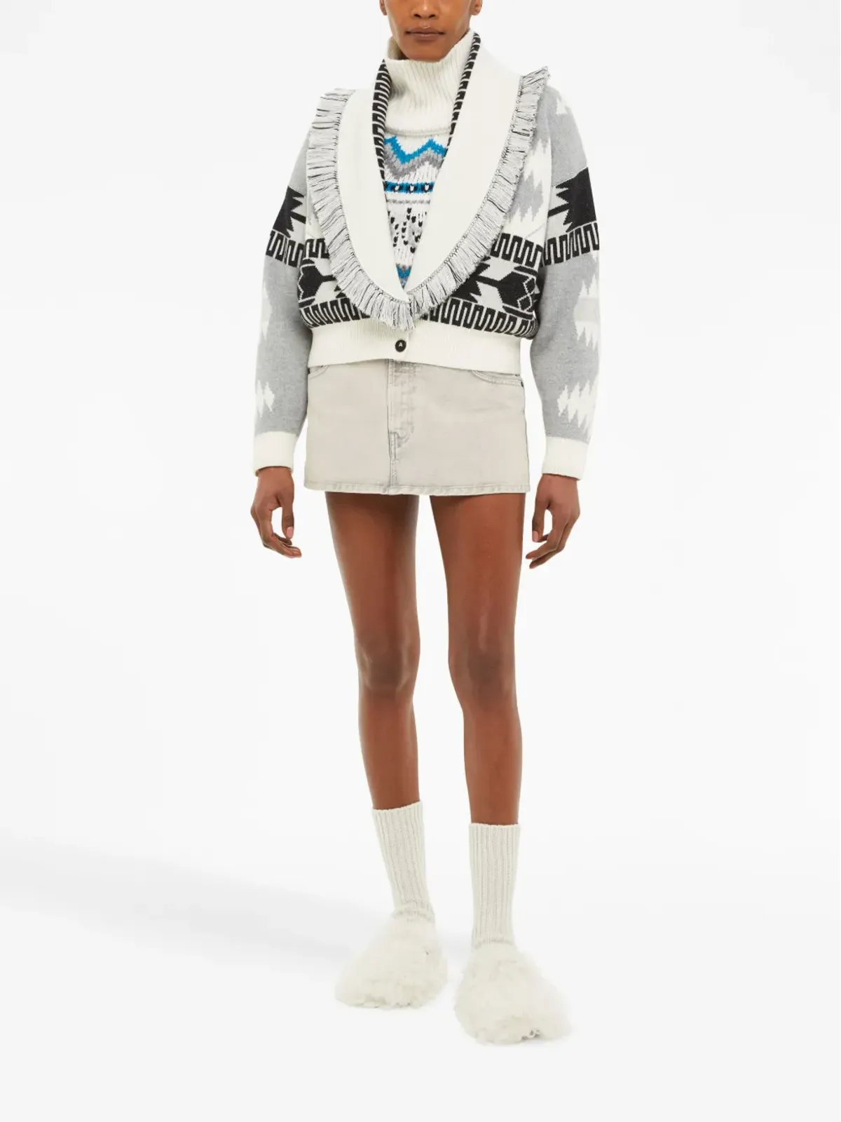 Alanui Icon jacquard cardigan bomber - White - 画像2