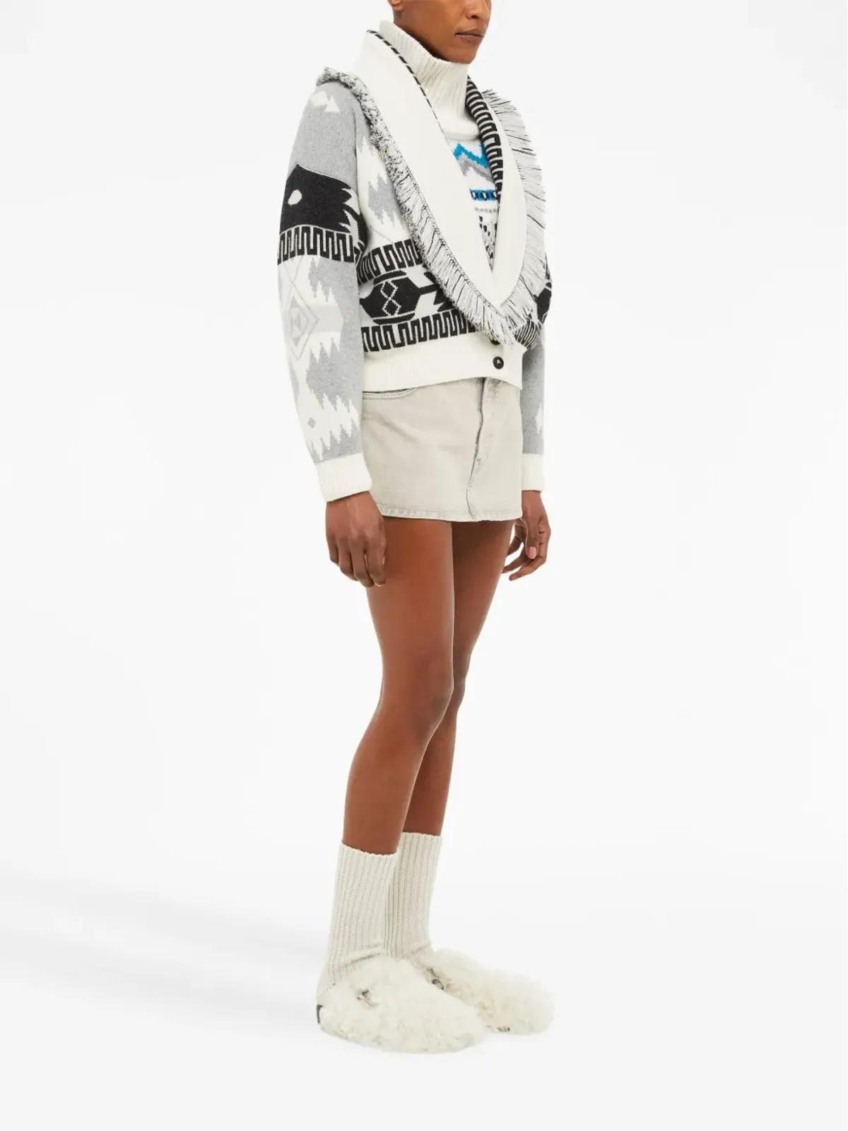 Alanui Icon jacquard cardigan bomber - White - 画像3