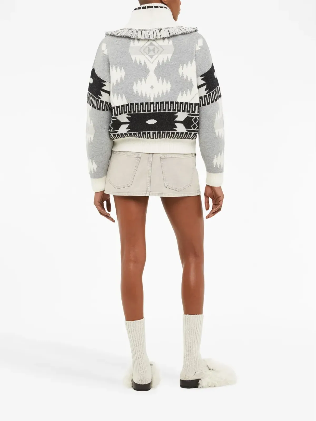 Alanui Icon jacquard cardigan bomber - White - 画像4