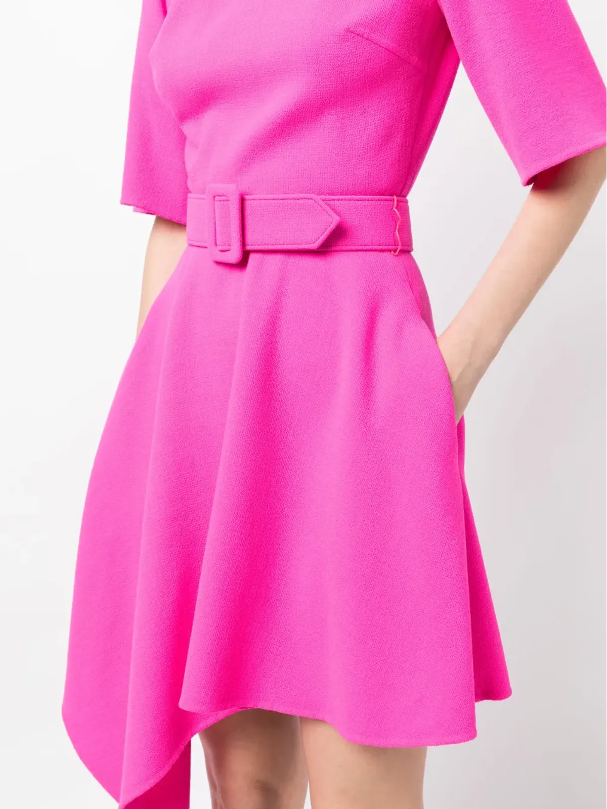 Oscar de la Renta アシンメトリックヘム ベルト付きドレス - ピンク - 画像5