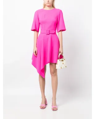 Oscar de la Renta アシンメトリックヘム ベルト付きドレス - ピンク - サムネイル2