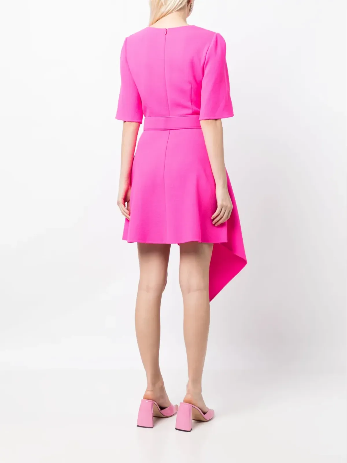 Oscar de la Renta アシンメトリックヘム ベルト付きドレス - ピンク - 画像4