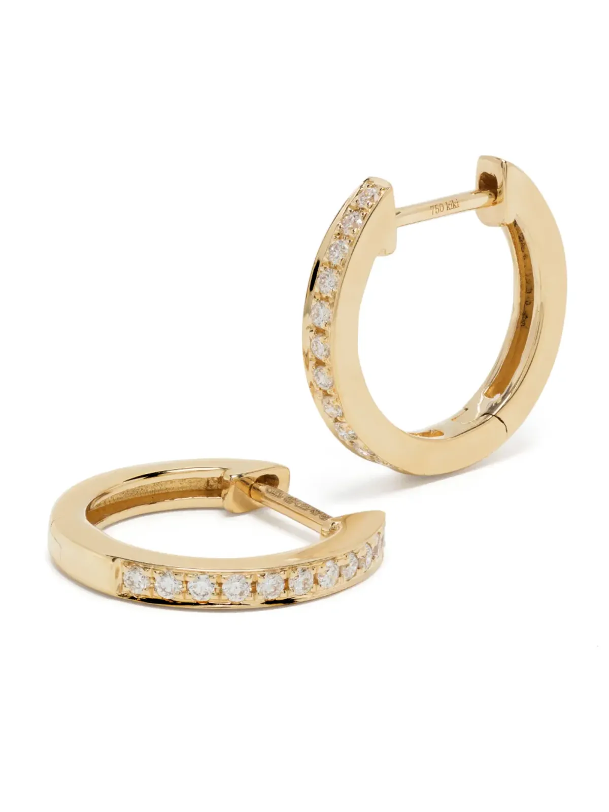 Kiki McDonough 18kt yellow gold Kiki Classic diamond hoops - 画像3