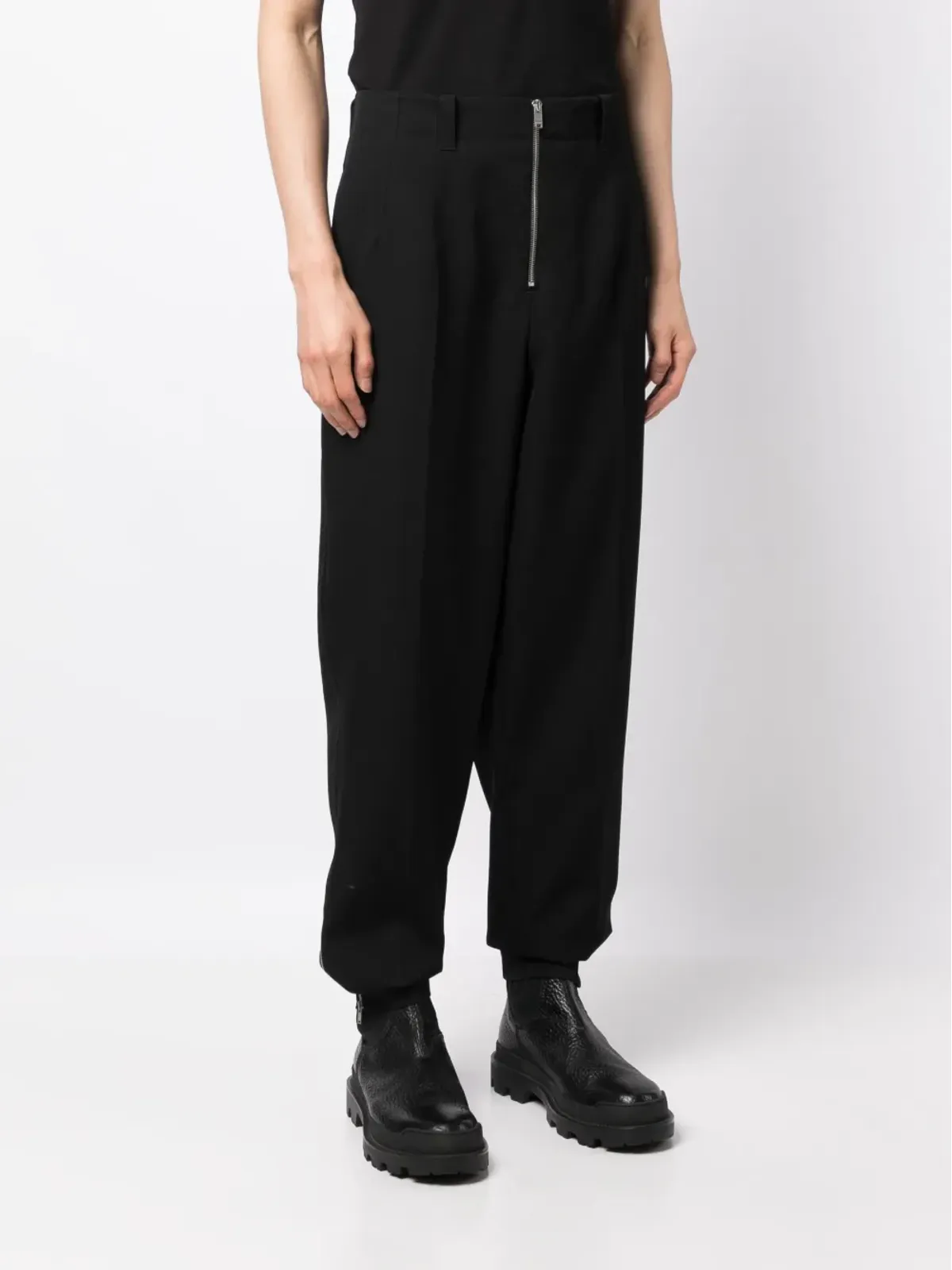 Jil Sander ジップファスナー付きウールのテーパードパンツ - 画像3