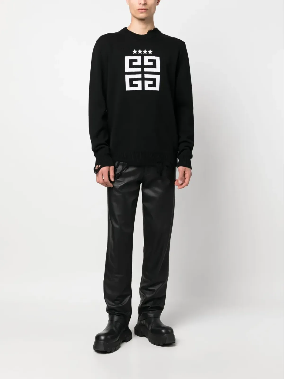 Givenchy 4Gモチーフ ダメージ加工 コットン スウェットシャツ - 画像2