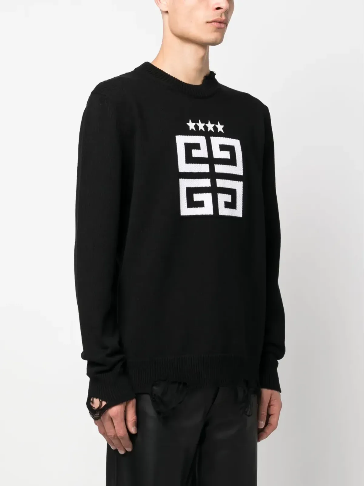 Givenchy 4Gモチーフ ダメージ加工 コットン スウェットシャツ - 画像3
