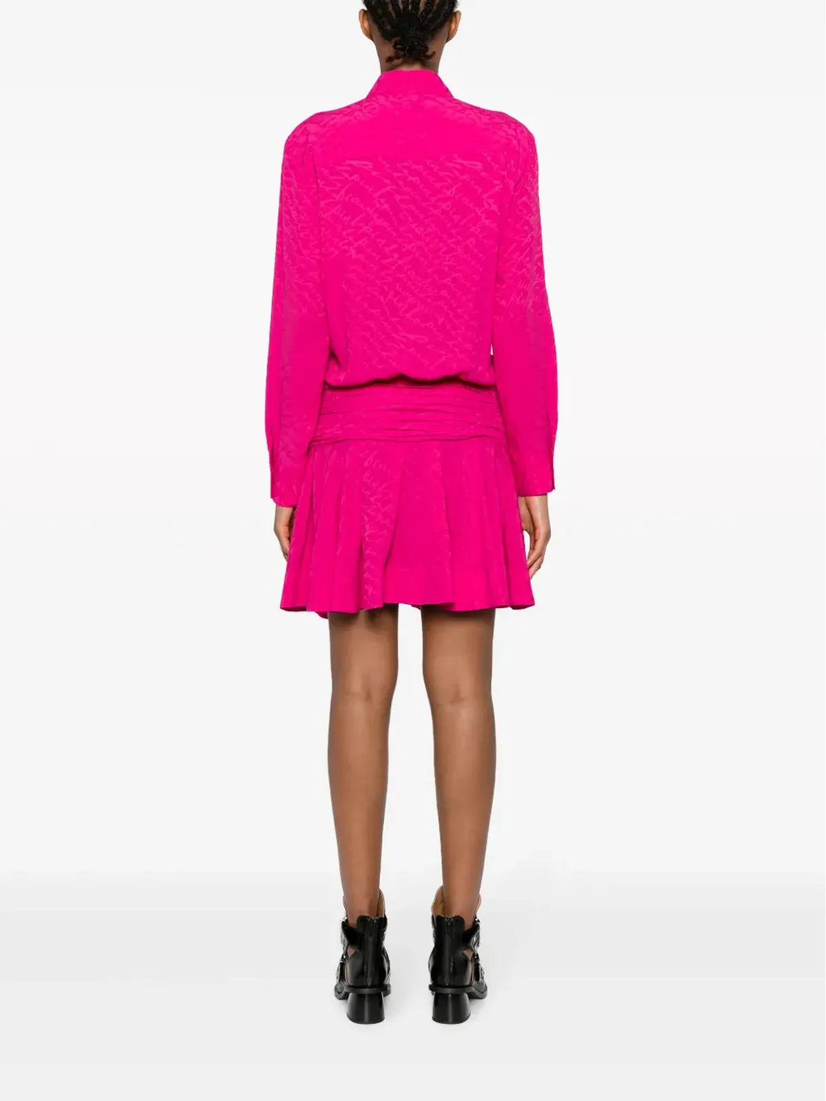 PINKO ロゴジャカードプリーツシャツドレス - 画像4