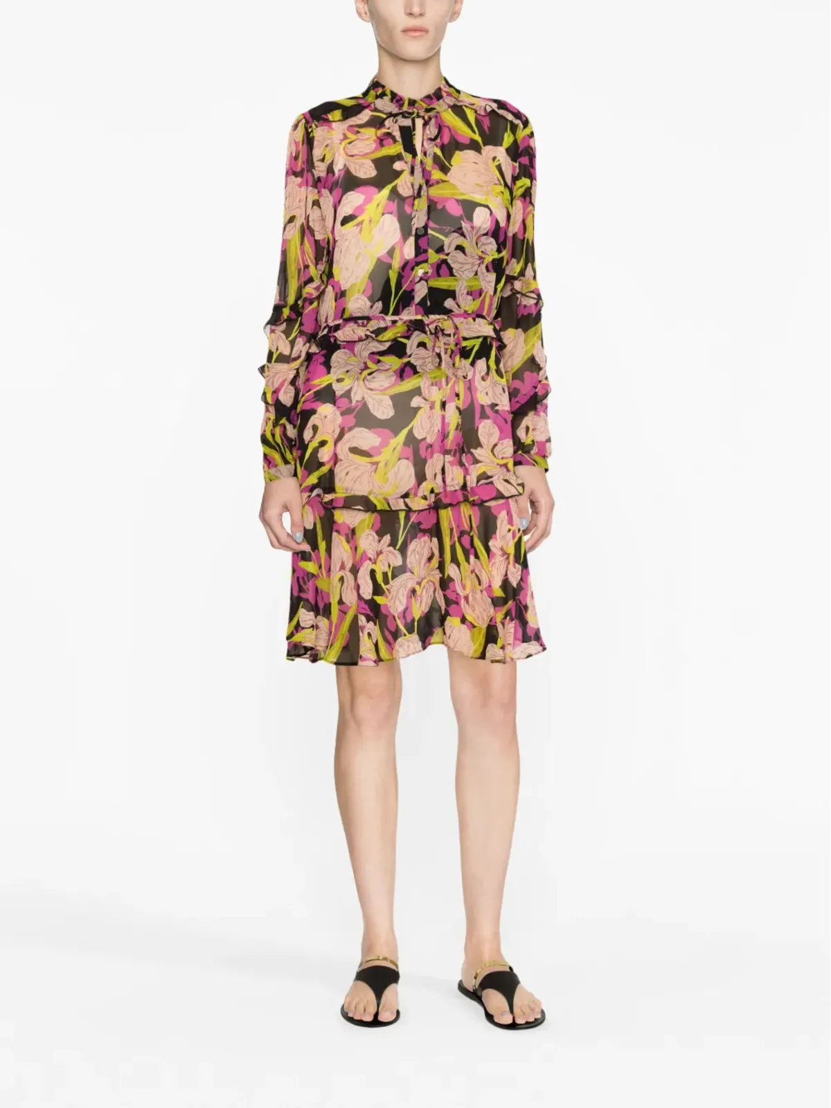 PINKO Piccadilly floral-print ruffled minidress - Black - 画像2