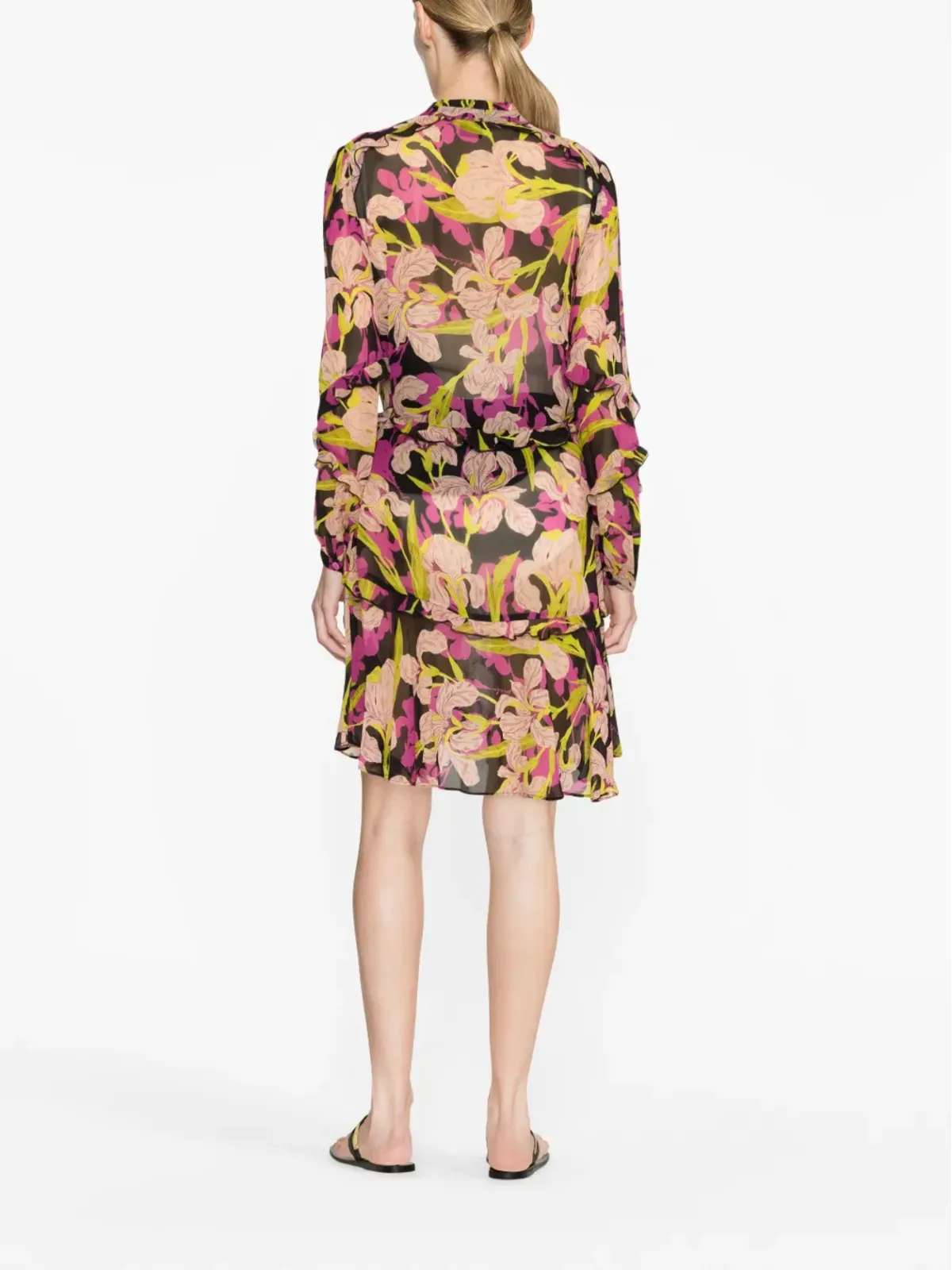 PINKO Piccadilly floral-print ruffled minidress - Black - 画像3