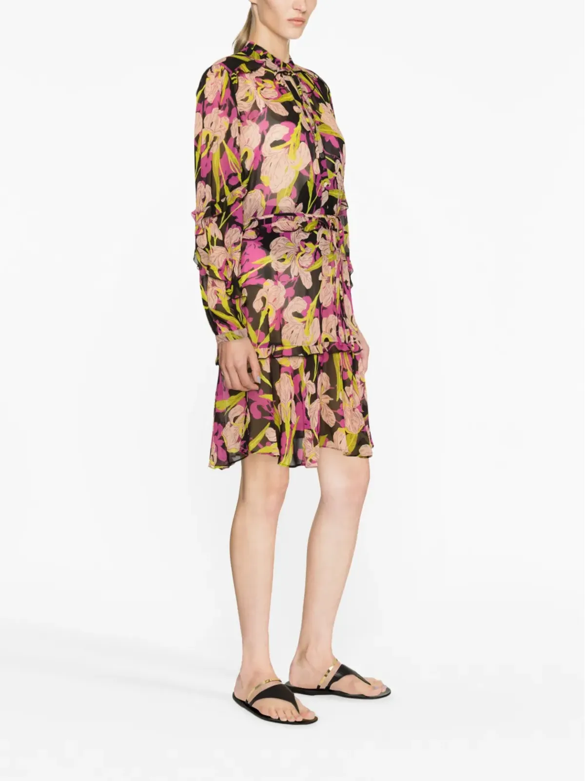 PINKO Piccadilly floral-print ruffled minidress - Black - 画像4