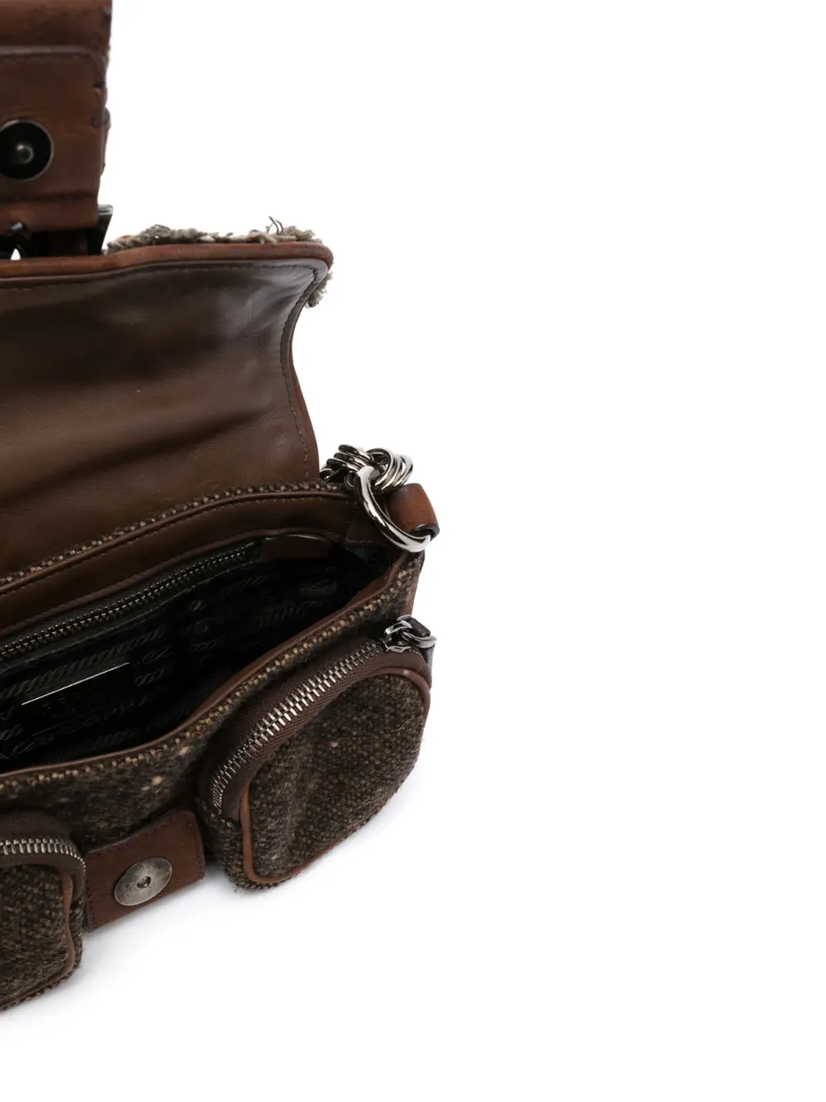 Prada Pre-Owned Madras tweed shoulder bag - Brown - 画像5