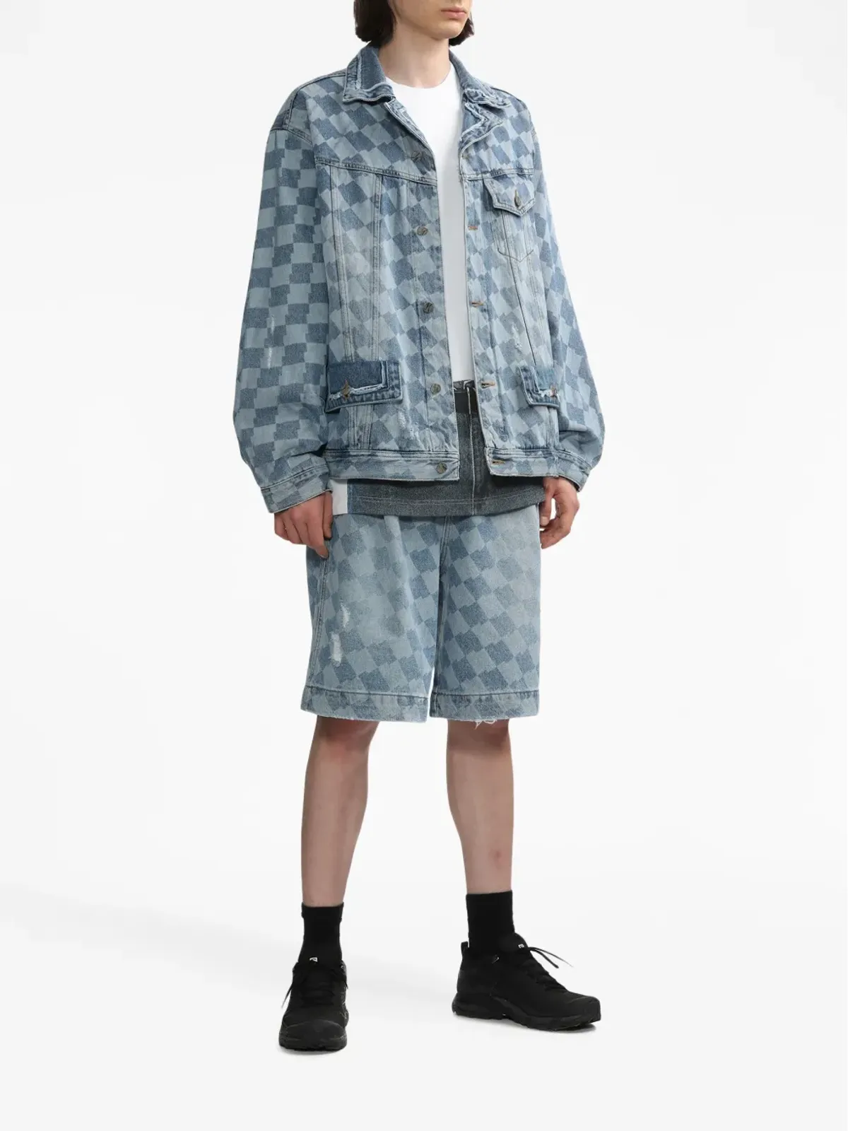 Ader Error チェック柄デニムジャケット - 画像2