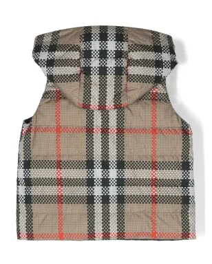 Burberry Kids リバーシブル チェック柄 フード付きジレ - サムネイル2
