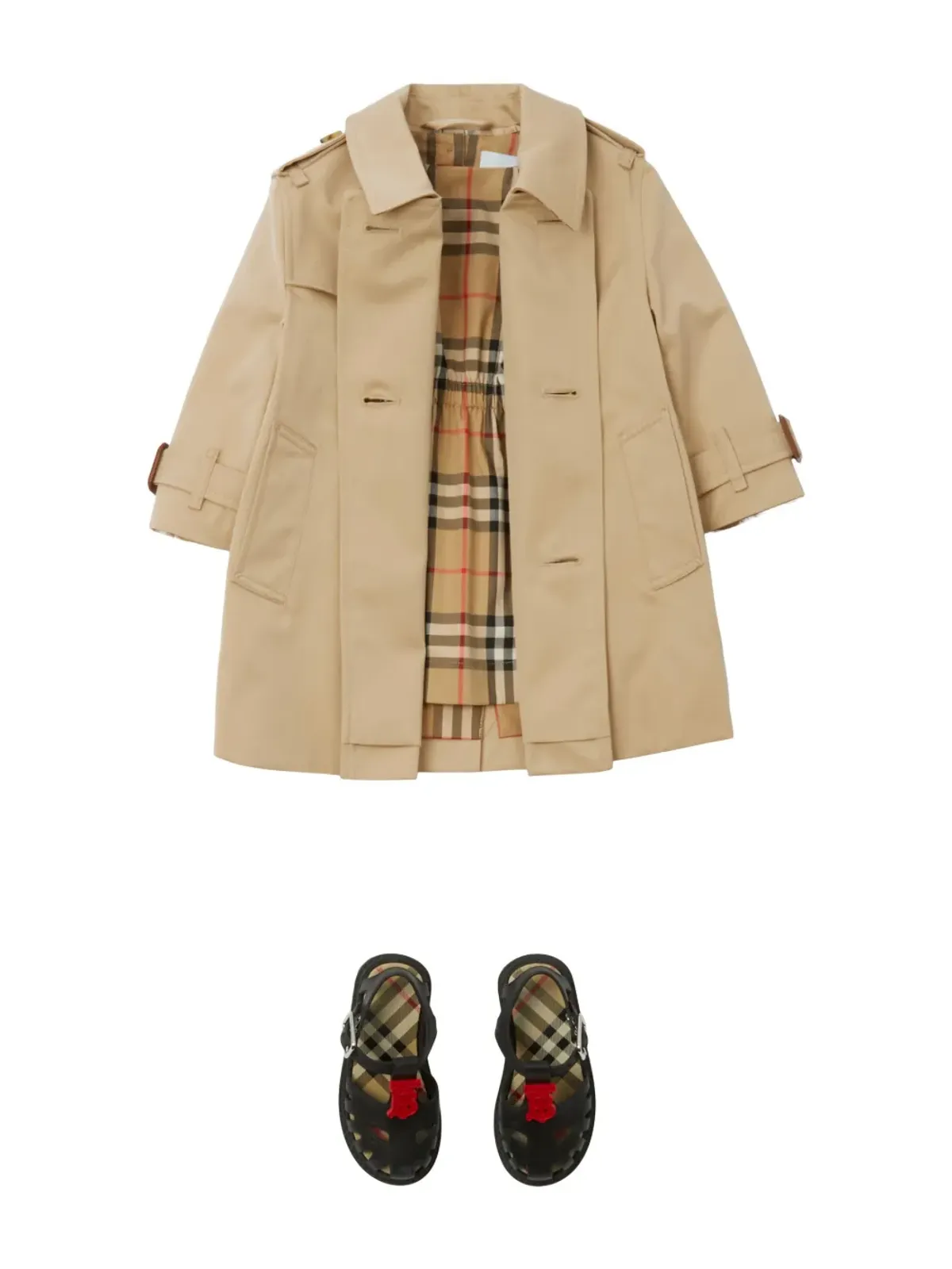 Burberry Kids ベルト付きギャバジン トレンチコート - 画像3