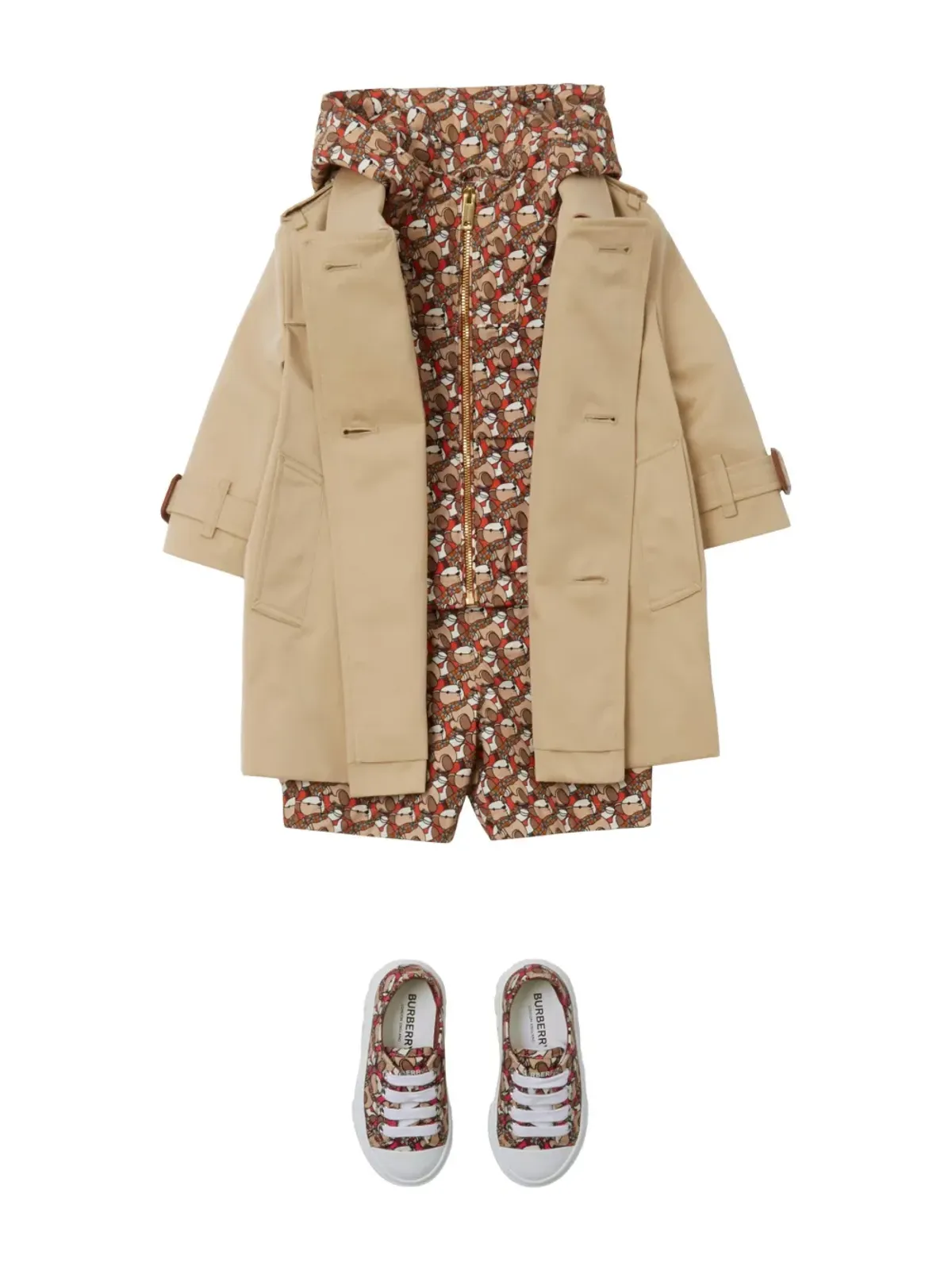 Burberry Kids ベルト付きギャバジン トレンチコート - 画像4
