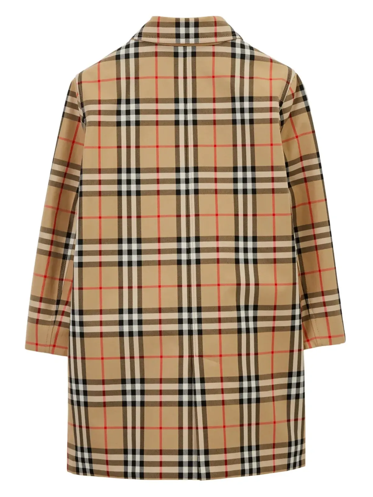 Burberry Kids チェック柄リバーシブルのシングルブレストコート（ブラウン） - 画像2