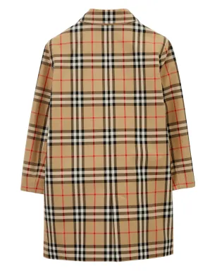 Burberry Kids チェック柄リバーシブルのシングルブレストコート（ブラウン） - サムネイル2