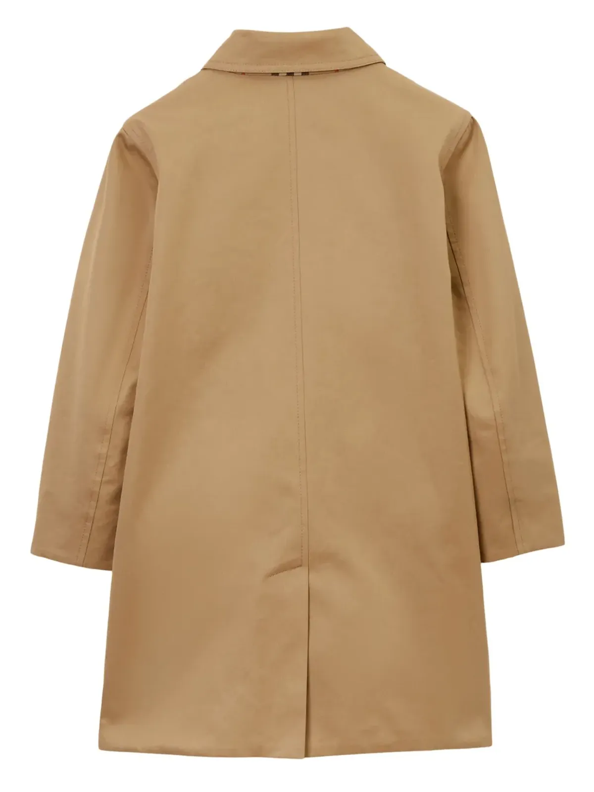 Burberry Kids チェック柄リバーシブルのシングルブレストコート（ブラウン） - 画像4