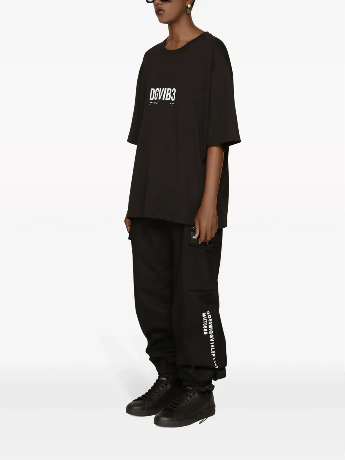 Dolce & Gabbana DGVIB3 ロゴプリント コットン Tシャツ - ブラック - 画像3