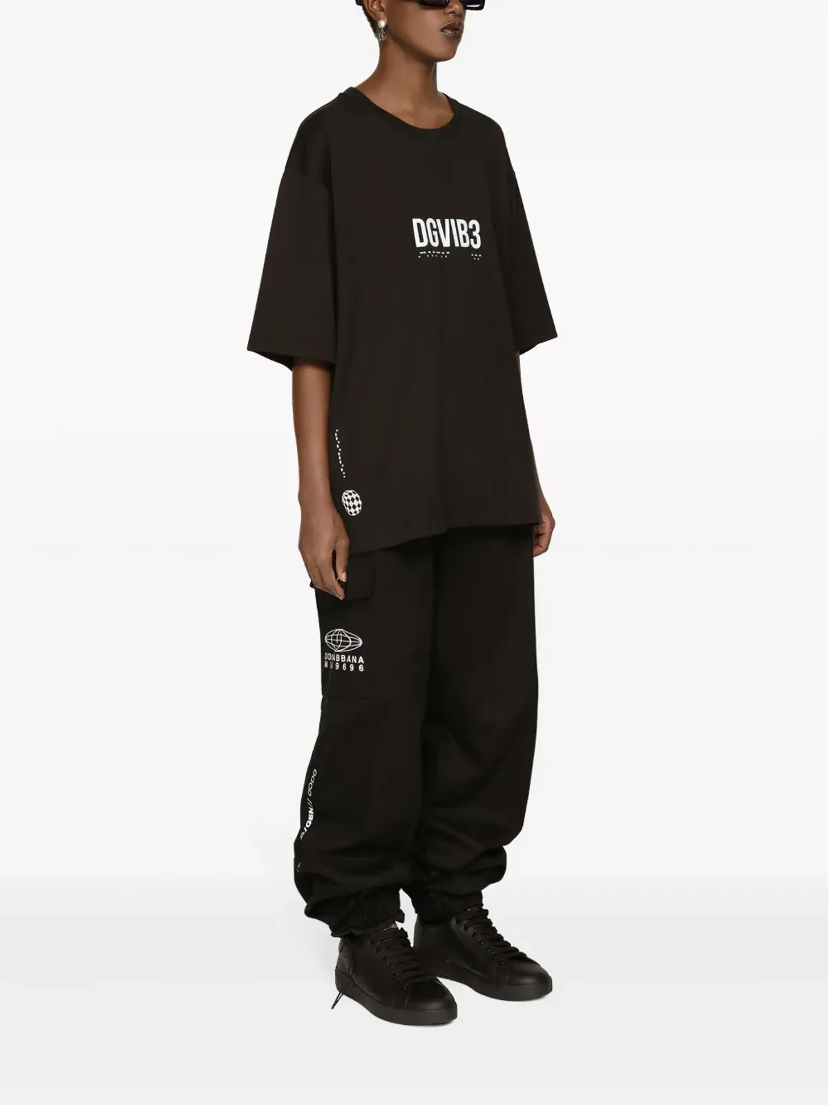 Dolce & Gabbana DGVIB3 ロゴプリント コットン Tシャツ - ブラック - 画像4