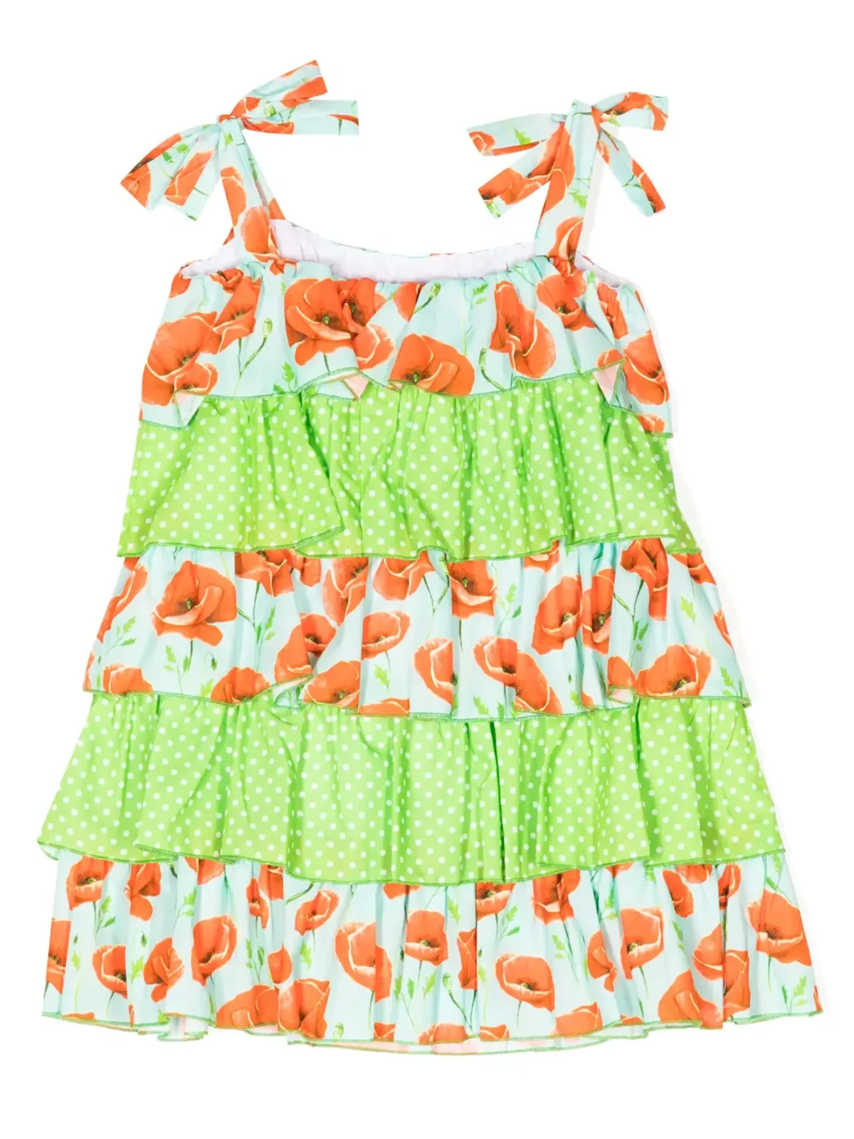 SELINIACTION KIDS floral-print tiered dress - Green - 画像2