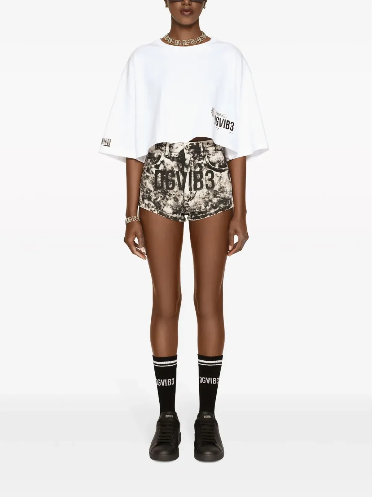 Dolce & Gabbana ロゴプリント コットンショーツ - ブラック - 画像2