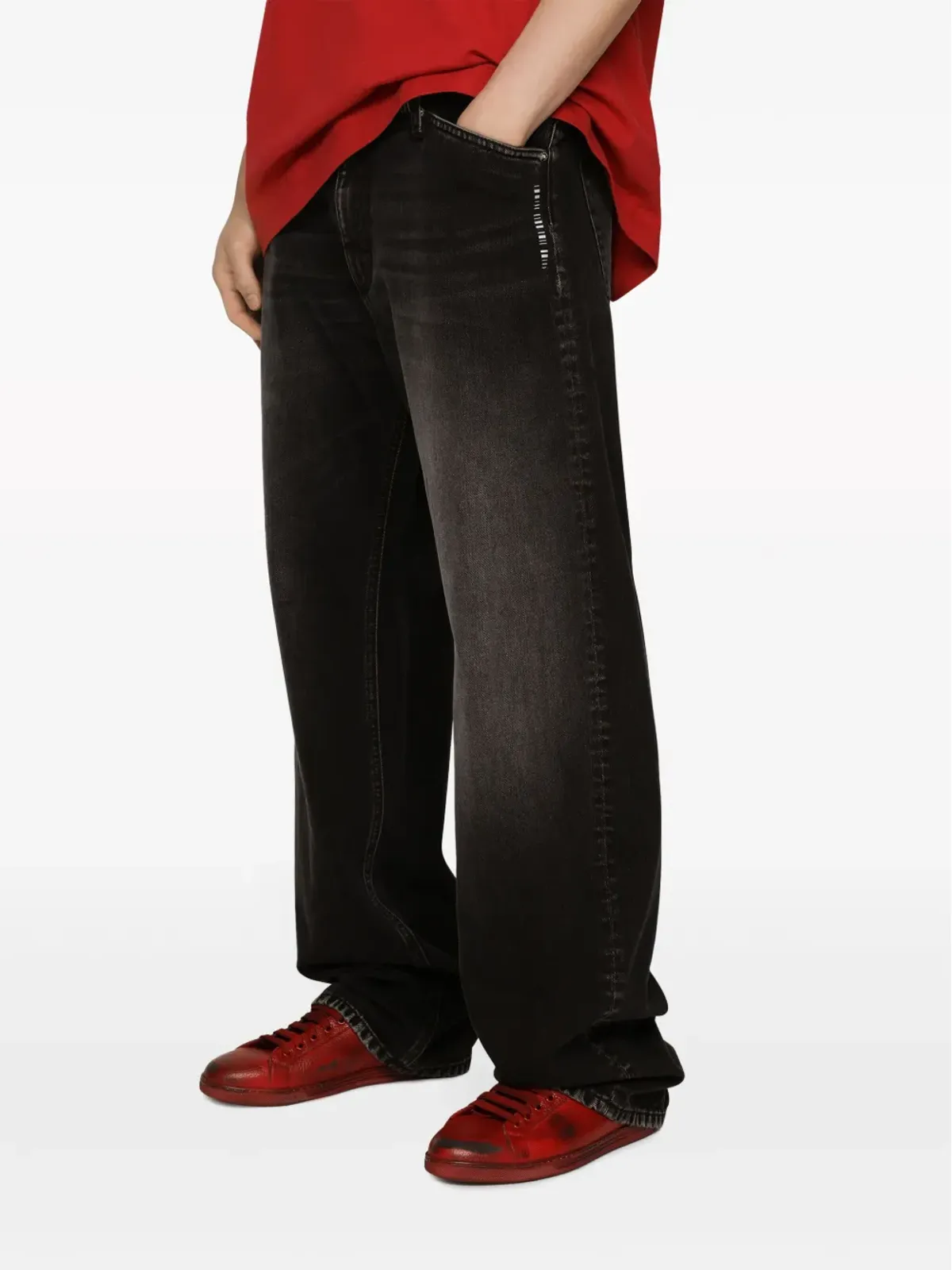 Dolce & Gabbana DGVIB3 ロゴパッチ ワイドレッグジーンズ - 画像5