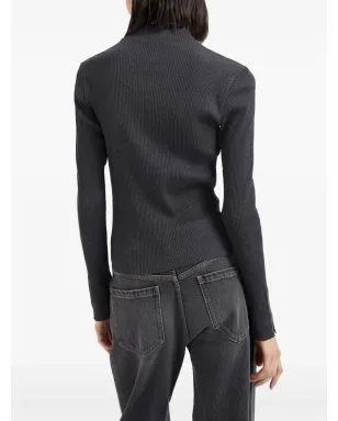Brunello Cucinelli ロールネック・リブ編みジャージートップ（グレー） - サムネイル4