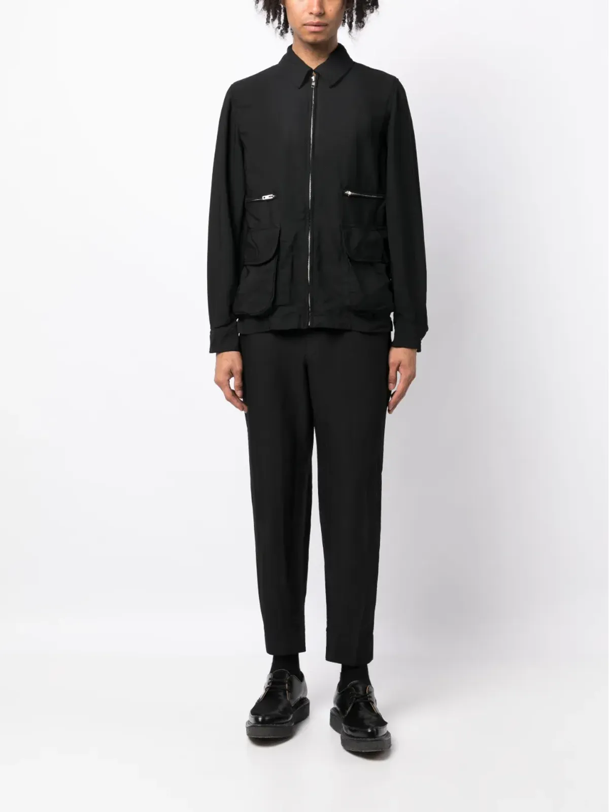 Black Comme Des Garçons チェボン柄テーパードパンツ - 画像2