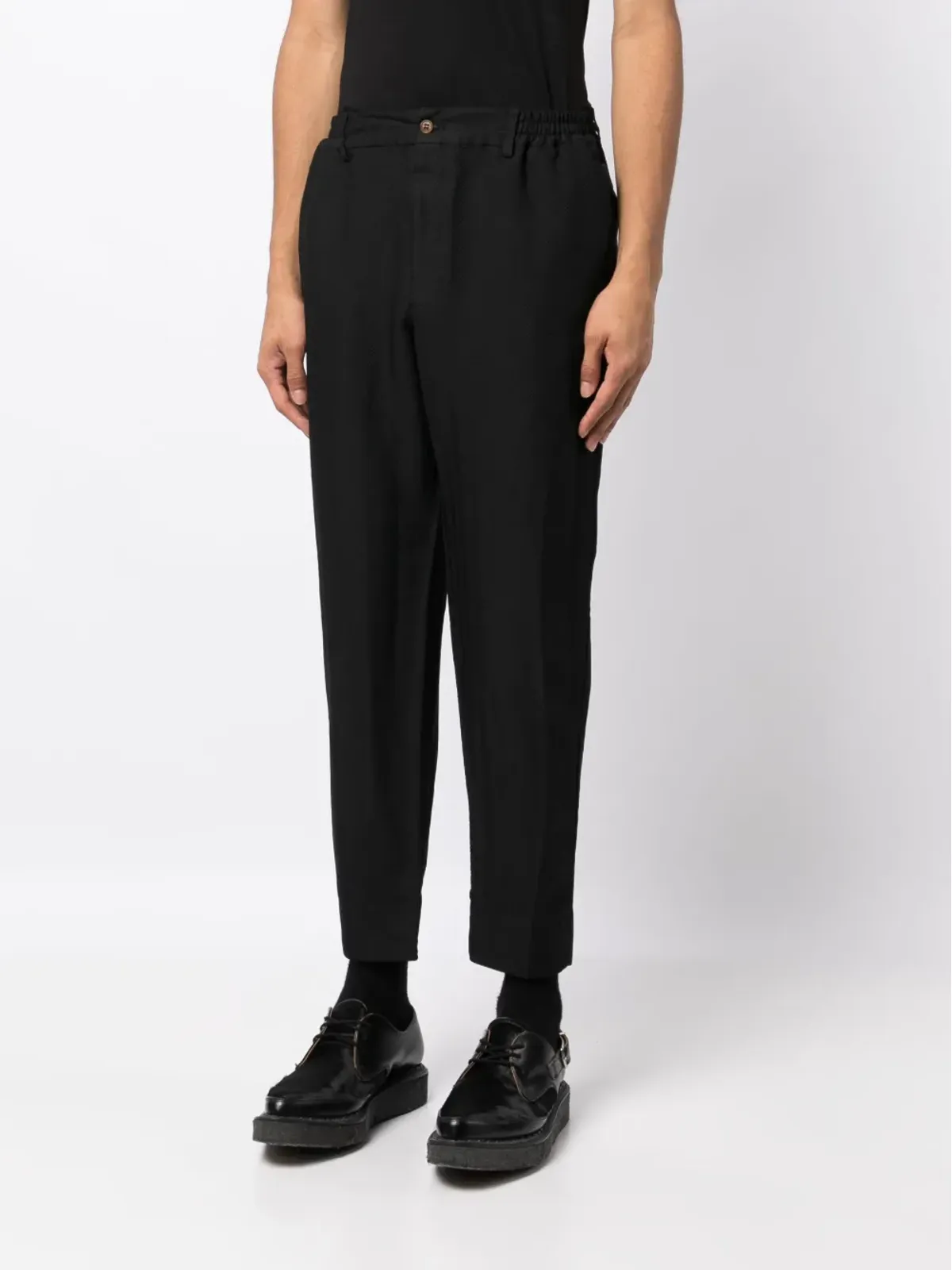 Black Comme Des Garçons チェボン柄テーパードパンツ - 画像4