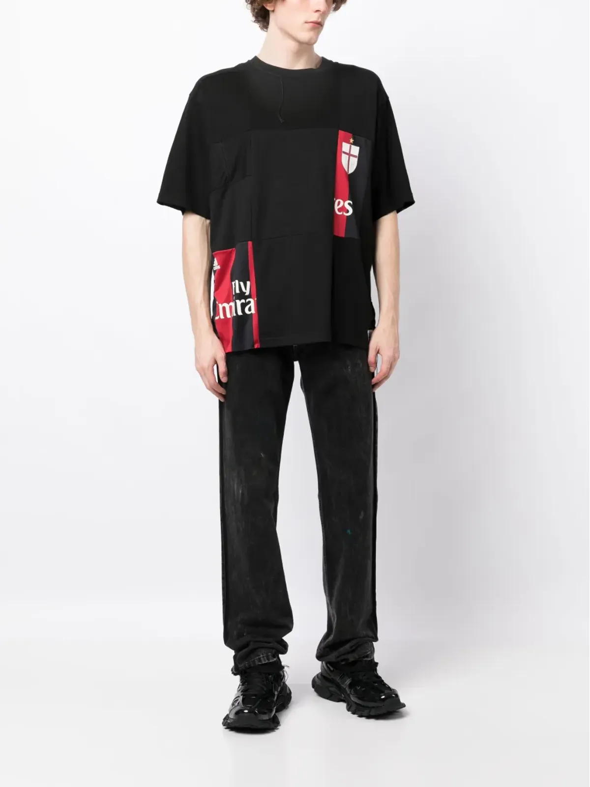Children Of The Discordance パッチワークコットン Tシャツ ブラック - 画像2