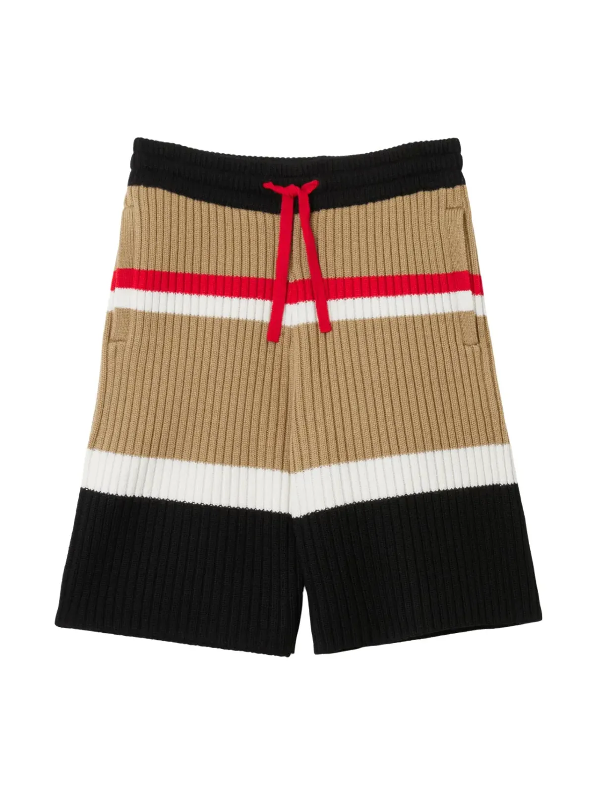 Burberry Kids ストライプウールドローストリングショーツ ブラック - 画像1